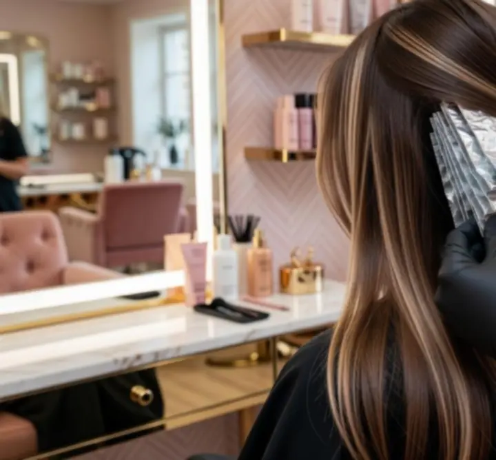 Hair colouring session creating dimensional colour