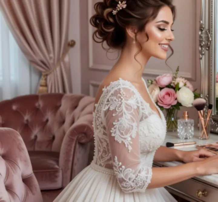 Collage of real brides showing elegant bridal hair and makeup transformations.